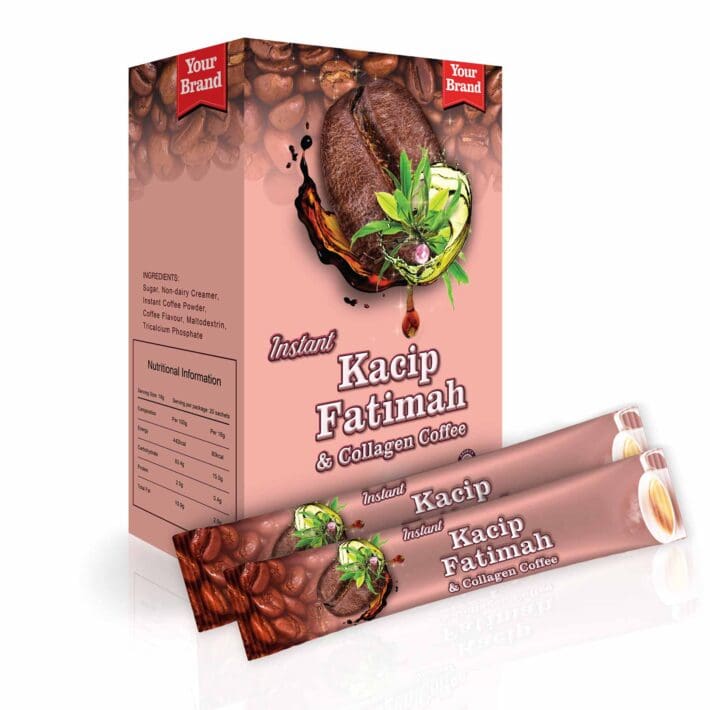 Kacip Fatimah & Collagen Coffee - Food & Beverage product by Edmark Industries, ISO certified OEM manufacturer Malaysia